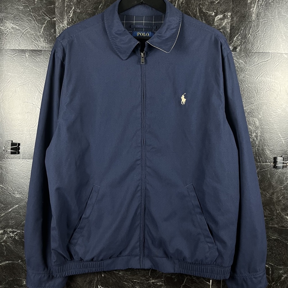 Polo Ralph Lauren Men's Navy Bi Wind Harrington Jacket Large